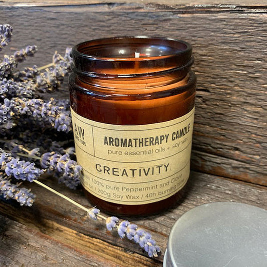 Aromaterapilys «Creativity» – 200 g soya­voks med peppermynte & nellik | Naturlig, vegan og inspirerende